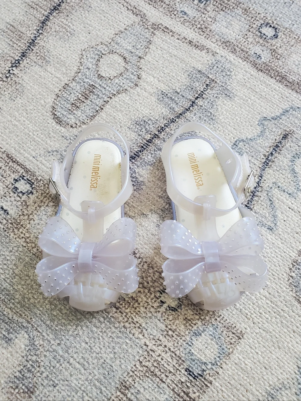 Mini Melissa Toddler Girls Irridescent Bow Sandals Shoes Sz7